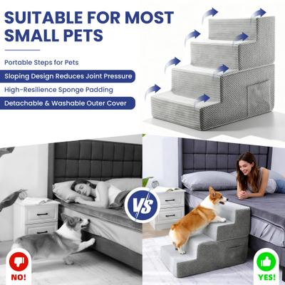Show full view: TSCOMON Non-Slip High Density Foam Dog Stairs, Light Grey, 4 steps slide 5 of 8