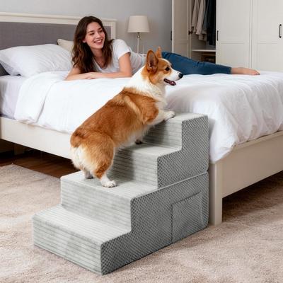 Show full view: TSCOMON Non-Slip High Density Foam Dog Stairs, Light Grey, 4 steps slide 7 of 8
