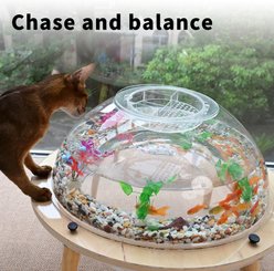 WAOWAO Interactive Orbit Covered Cat Fish Tank with Internal Tunnel & Removable Cover, Transparent, Large slide 2 of 9