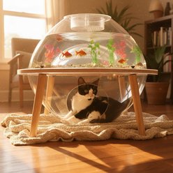 WAOWAO Interactive Orbit Covered Cat Fish Tank with Internal Tunnel & Removable Cover, Transparent, Large