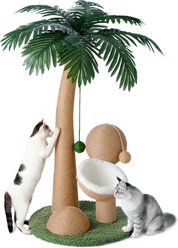 TSCOMON Indoor Cocount 32.3-in Plush Cat Scratching Post with 2 Scratching Ball & 4 Interactive Dangling Balls, Green/Brown slide 2 of 7