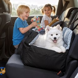 BingoPaw Portable Travel-Safe Dog Car Booster Seat Bed with Shoulder Strap & Handle, Storage Pockets, Medium, Black