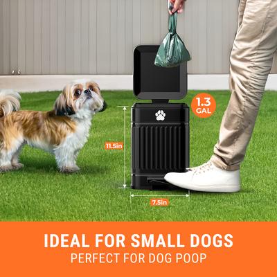 Show full view: Pupzle Small Poop Bin Dog Waste Trash Can with Lid & Lavender Scented Bags, 1.3-gal, 30 Bags slide 3 of 10