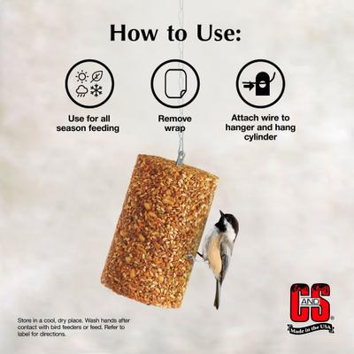 Show full view: C&S Ready-to-Use Hot Pepper Seed Cylinder Wild Bird Food, 1.76-lb, 2 count slide 5 of 10