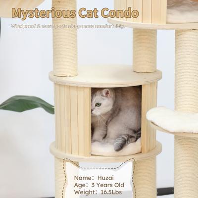 Show full view: KAMABOKO Multi-Level 67-in Plush Cat Scratching Tree Tower & Condos, Beige slide 6 of 7