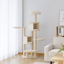 KAMABOKO Multi-Level 67-in Plush Cat Scratching Tree Tower & Condos, Beige slide 1 of 7