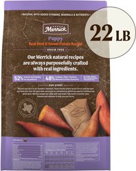 Merrick Grain-Free Dry Puppy Food Real Beef & Sweet Potato Recipe, 22-lb bag slide 2 of 9