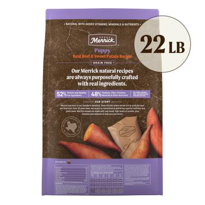 Show full view: Merrick Grain-Free Dry Puppy Food Real Beef & Sweet Potato Recipe, 22-lb bag slide 4 of 12
