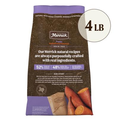 Show full view: Merrick Grain-Free Dry Puppy Food Real Beef & Sweet Potato Recipe, 4-lb bag slide 4 of 12