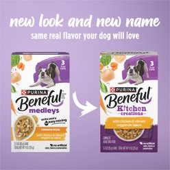 Purina Beneful Medleys Romana Style with Real Chicken in Gravy Wet Dog Food, 3-oz, pack of 3 slide 2 of 8