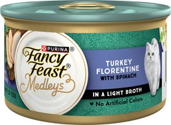 Fancy Feast Elegant Medleys Turkey Florentine Canned Cat Food, 3-oz, case of 24