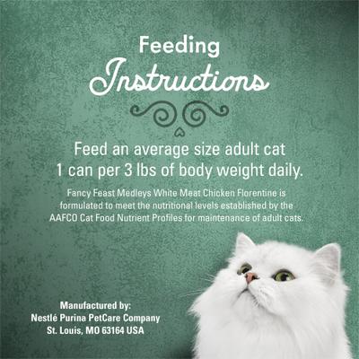 Show full view: Fancy Feast Medleys White Meat Chicken Florentine Canned Cat Food, 3-oz, case of 24 slide 10 of 14