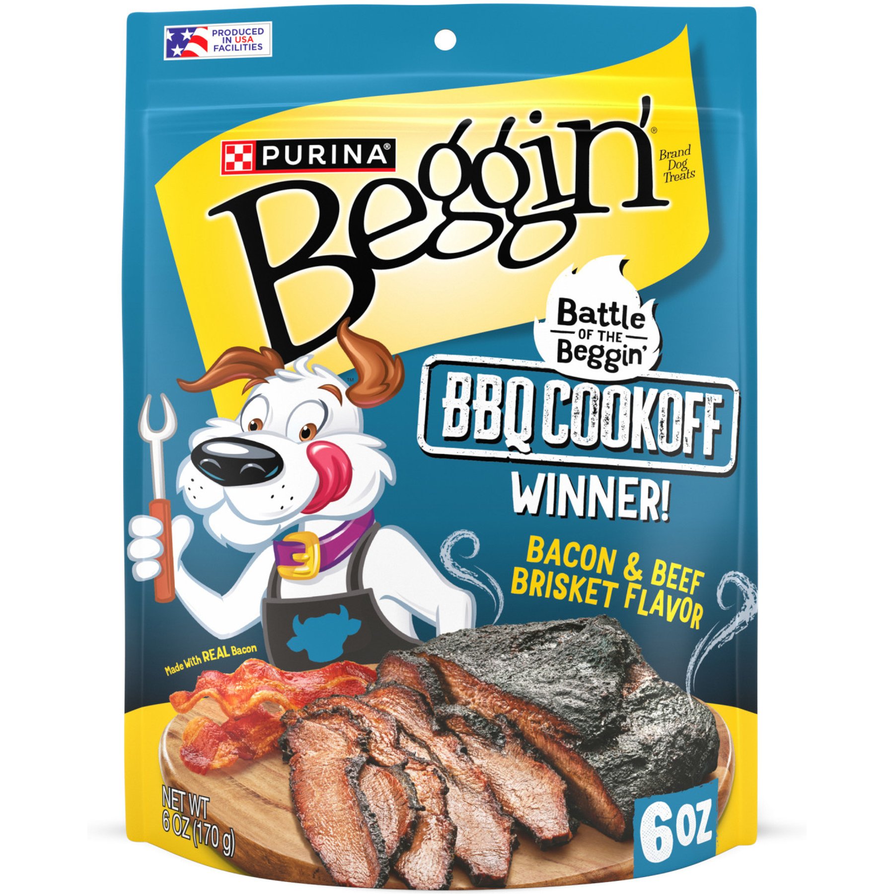 Beggin' Strips Beef & Brisket Flavor High Protein Jerky Dog Treats, 6-oz pouch
