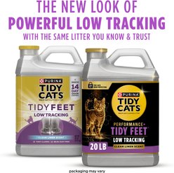 Tidy Cats Tidy Feet Low Tracking Clean Linen Scented Clumping Clay Cat Litter, 20-lb jug, case of 2 slide 2 of 7