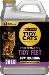 Tidy Cats Tidy Feet Low Tracking Clean Linen Scented Clumping Clay Cat Litter, 20-lb jug, case of 2