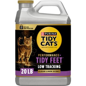 Tidy Cats Tidy Feet Low Tracking Clean Linen Scented Clumping Clay Cat Litter, 20-lb jug, case of 2