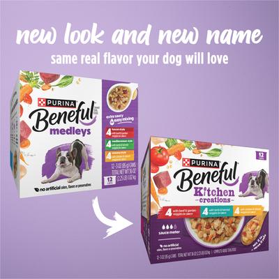 Show full view: Purina Beneful Medleys Tuscan, Romana & Mediterranean Style Variety Pack in Gravy Wet Dog Food, 3-oz, case of 12 slide 3 of 12