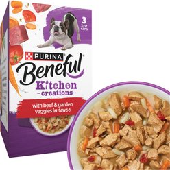 Purina Beneful Kitchen Creations with Beef & Garden Veggies in Sauce Wet Dog Food, 3-oz, pack of 3
