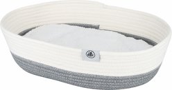 Kitty City Woven Bolster Cat Bed with Pillow & Removable Cover, Grey & White