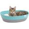 Show in main carousel: Kitty City Woven Bolster Cat Bed with Pillow & Removable Cover, Blue & White slide 1 of 8