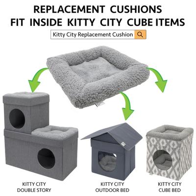 Show full view: Kitty City Catio & Cube Items Replacement Pillow Cat Bed Cushion with Removable Cover, Grey slide 5 of 11