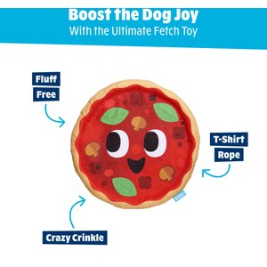 BARK Signore Pizza Face Stuffing-Free Flying Disc Dog Toy