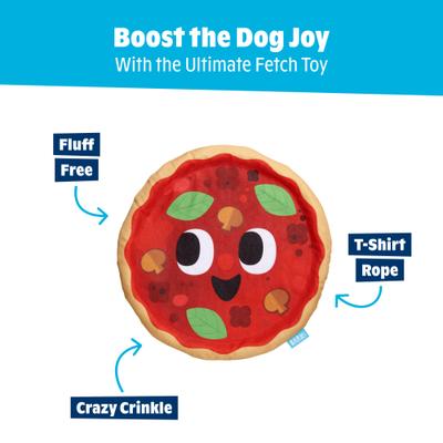 Show full view: BARK Signore Pizza Face Squeaky Stuffing-Free Flying Disc Dog Toy, Multicolor slide 4 of 9
