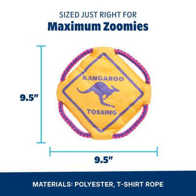 Show full view: BARK Kangaroo Tossing Tough Squeaky Flying Disc Dog Toy, Multicolor slide 2 of 9