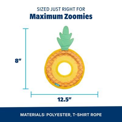 Show full view: BARK Pineapple Fling Tough Squeaky Stuffing-Free Flying Disc Dog Toy, Multicolor slide 2 of 9