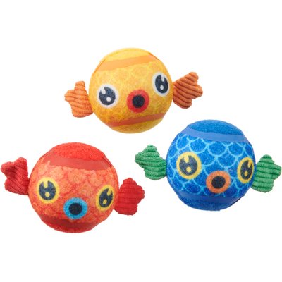 BARK BARK The Puppy Guppies Tough Squeaky Ball Dog Toy, Multicolor, Medium