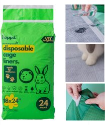 Hoppd Ultimate Disposable Smallpet Cage Liners, Green/Charcoal Grey, Small: 18 x 24-in, 24 count