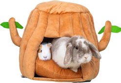 Hoppd Tree Stump Hidey Smallpet Hideout, Walnut Brown, Small: 11 x 9.5 x 10-in