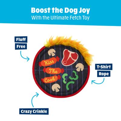 Show full view: BARK Bark-B-Q Squeaky Stuffing-Free Flying Disc Dog Toy, Multicolor slide 5 of 10