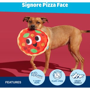 BARK Signore Pizza Face Stuffing-Free Flying Disc Dog Toy
