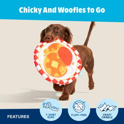 Show full view: BARK Chicky & Woofles To Go Squeaky Stuffing-Free Flying Disc Dog Toy, Multicolor slide 3 of 9