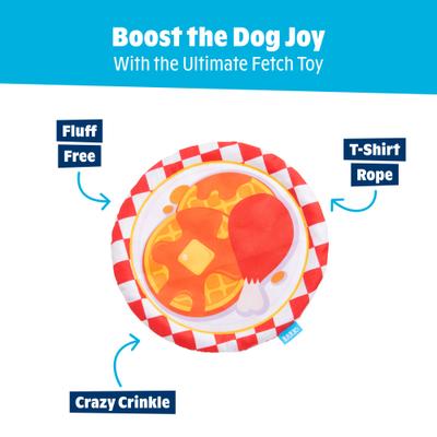 Show full view: BARK Chicky & Woofles To Go Squeaky Stuffing-Free Flying Disc Dog Toy, Multicolor slide 4 of 9