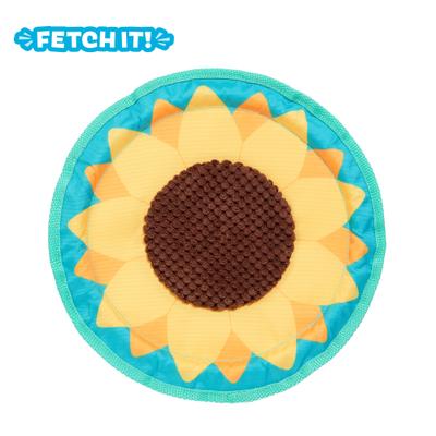 Show full view: BARK Sunflower Flinger Tough Squeaky Stuffing-Free Flying Disc Dog Toy, Multicolor slide 9 of 9