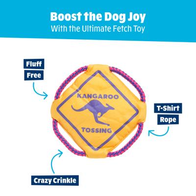Show full view: BARK Kangaroo Tossing Tough Squeaky Flying Disc Dog Toy, Multicolor slide 4 of 9