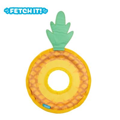 Show full view: BARK Pineapple Fling Tough Squeaky Stuffing-Free Flying Disc Dog Toy, Multicolor slide 9 of 9