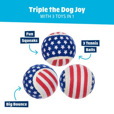 Show full view: BARK Fetch of July Squeaky Ball Dog Toy, Multicolor, Medium slide 4 of 9