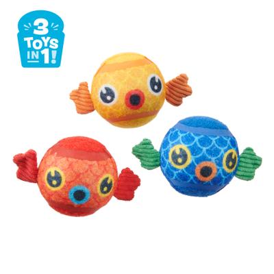 Show full view: BARK The Puppy Guppies Tough Squeaky Ball Dog Toy, Multicolor, Medium slide 9 of 9