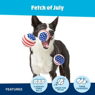 Show full view: BARK Fetch of July Squeaky Ball Dog Toy, Multicolor, Medium slide 3 of 9