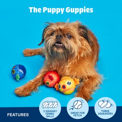 Show full view: BARK The Puppy Guppies Tough Squeaky Ball Dog Toy, Multicolor, Medium slide 3 of 9