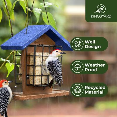 Show full view: Kingsyard Recycled Plastic Bird Suet Feeder, Blue slide 5 of 6