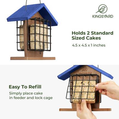 Show full view: Kingsyard Recycled Plastic Bird Suet Feeder, Blue slide 3 of 6
