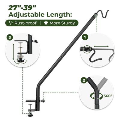 Show full view: Kingsyard Adjustable Metal Deck Hanging Bird Feeders Railing Hooks, Black, 2 count slide 9 of 10
