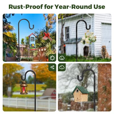 Show full view: Kingsyard Adjustable Shepherd Hooks Outdoor Heavy Duty Bird Feeder Pole, Black, 76-in, 1 count slide 5 of 9