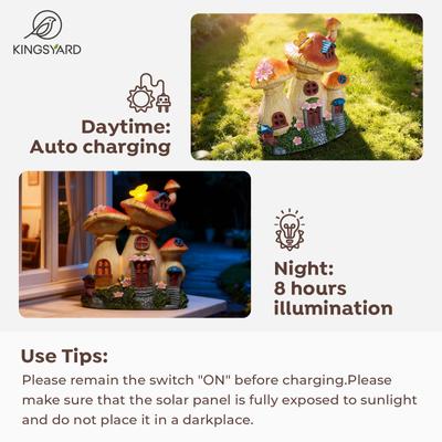 Show full view: Yarty Solar Garden Statue Lights Mushroom Bird Fairy House Figurine slide 9 of 9
