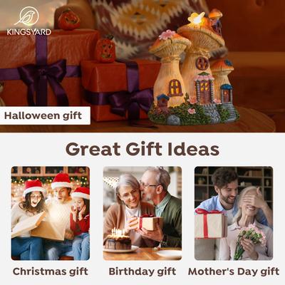 Show full view: Yarty Solar Garden Statue Lights Mushroom Bird Fairy House Figurine slide 8 of 9