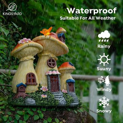 Show full view: Yarty Solar Garden Statue Lights Mushroom Bird Fairy House Figurine slide 7 of 9